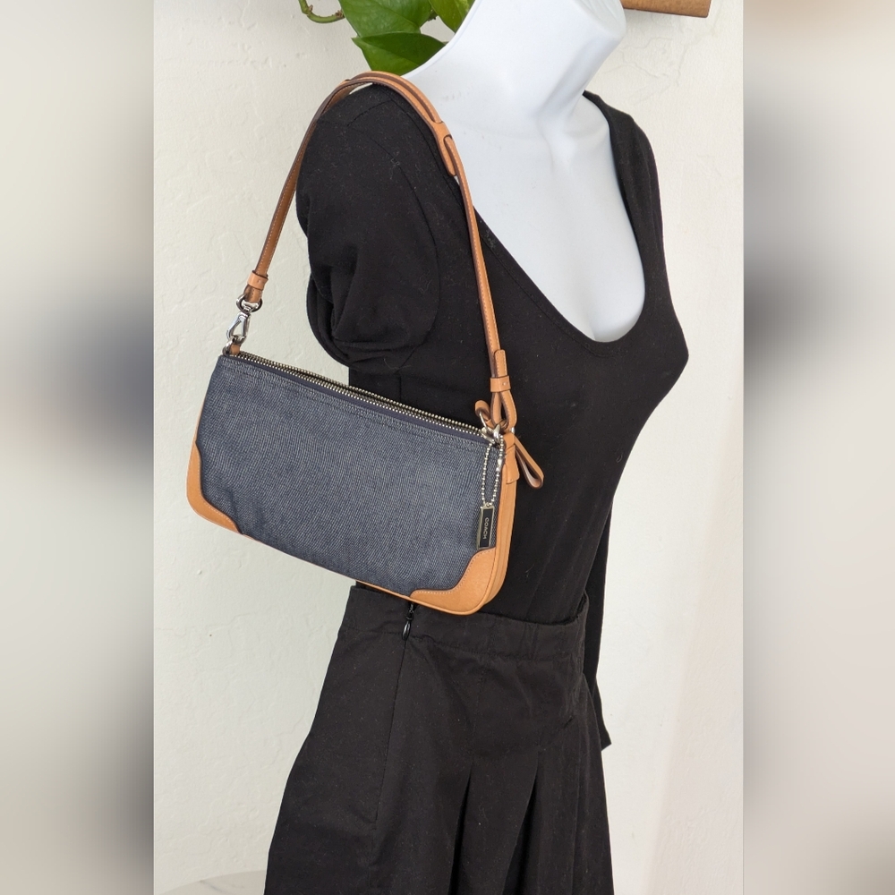 Vintage Coach Y2K Denim And Vachetta Shoulder/Handbag.